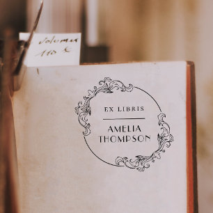 Tampons Encreurs Elégant cadre Vintage arrondi Ex Libris Nom