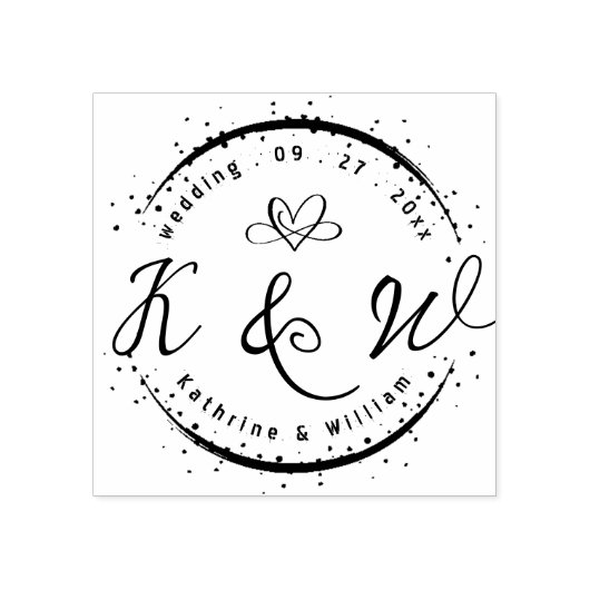 TAMPONS ENCREURS ÉLÉGANT CERCLE PERSONNALISÉ COEUR CUTE ÉLÉGANT MAR (Impression)