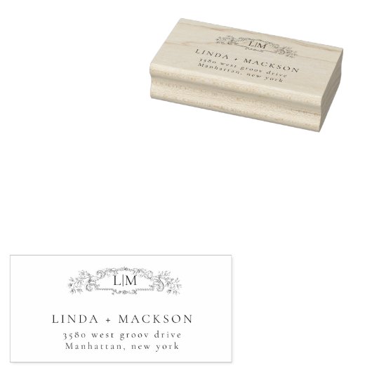 Tampons Encreurs Élégant & Chic mariage monogramme de crête botaniq (Tamponné)