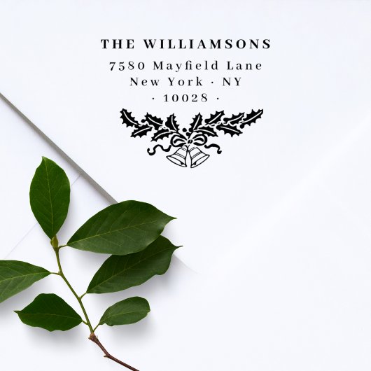 Tampons Encreurs Elegant Christmas Bells Family Return Address