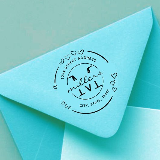 Tampons Encreurs Élégant coeur Monogramme Adresse de retour