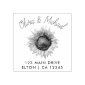 Tampons Encreurs Élégant couples script mariage adresse tournesol  (Impression)