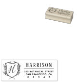 Tampons Encreurs Élégant Crest Monogramme Nom du script Adresse de  (Tamponné)