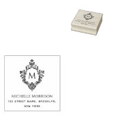 Tampons Encreurs Elegant Crest Monogramme Nom initial Adresse Ornat (Tamponné)