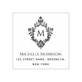Tampons Encreurs Elegant Crest Monogramme Nom initial Adresse Ornat (Impression)