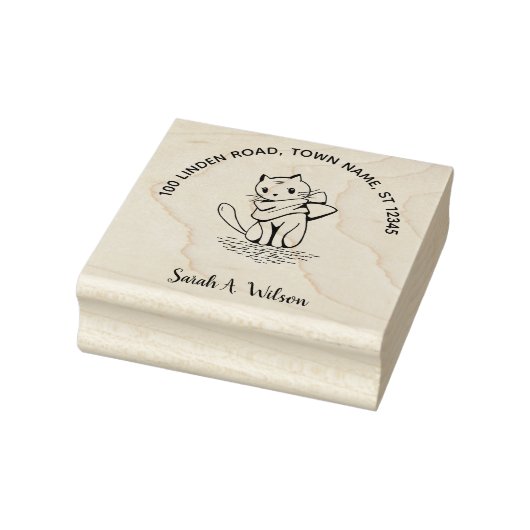 Tampons Encreurs Elegant Cute Chat Plaque Ex Libris Nom Adresse (Tampon)
