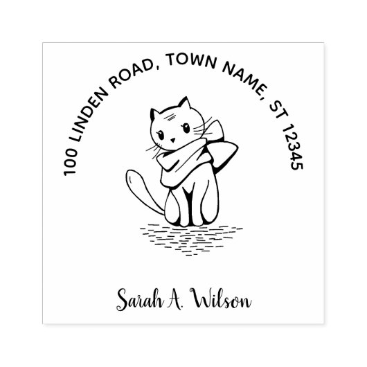 Tampons Encreurs Elegant Cute Chat Plaque Ex Libris Nom Adresse (Impression)