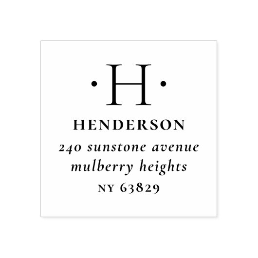 Tampons Encreurs Élégant et moderne Monogramme Famille Adresse de r (Impression)