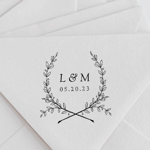 Tampons Encreurs Élégant Faire-Part de Mariage à Monogramme de Laur
