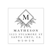 Tampons Encreurs Élégant Feuilles et famille Monogram Adresse de re (Impression)