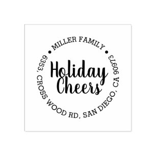 Tampons Encreurs Elégant Holiday Cheers Round Return Adresse Stamp
