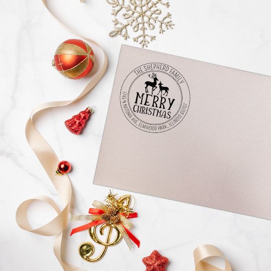 Tampons Encreurs Élégant Joyeux Noël Cerf Adresse de retour