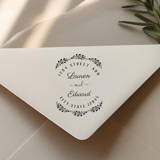 Tampons Encreurs Elegant Laurel Couple Names Mariage Adresse de ret