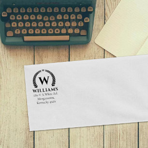 Tampons Encreurs Elegant Laurel Monogram Adresse de retour personna