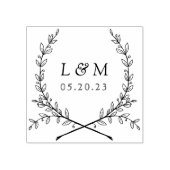 Tampons Encreurs Elegant Laurel Monogram Mariage Enregistrer la dat (Impression)