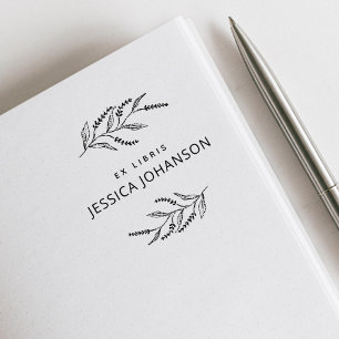 Tampons Encreurs Élégant Lavande Moderne Botanique Ex Libris Livre