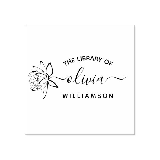 Tampons Encreurs Elegant Lotus Flower Elegant Custom Name Library (Impression)