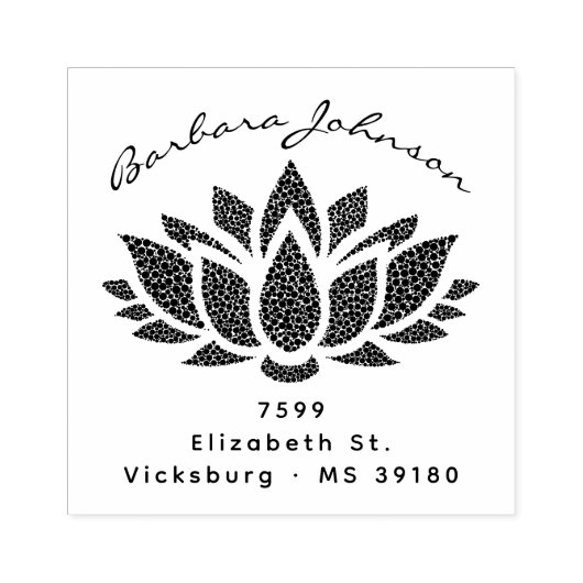 Tampons Encreurs Élégant Lotus Flower Nom personnalisé Adresse de r (Impression)