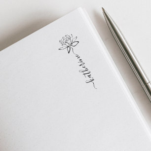 Tampons Encreurs Élégant Lotus Flower Nom personnalisé livre de bib
