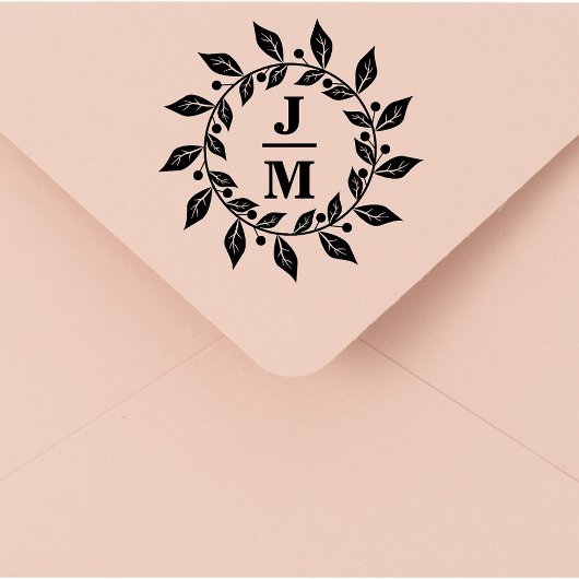 Tampons Encreurs élégant mariage de monogramme de couronne botaniqu