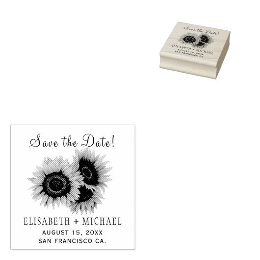 Tampons Encreurs Elégant mariage de tournesol rustique chic enregis (Tamponné)