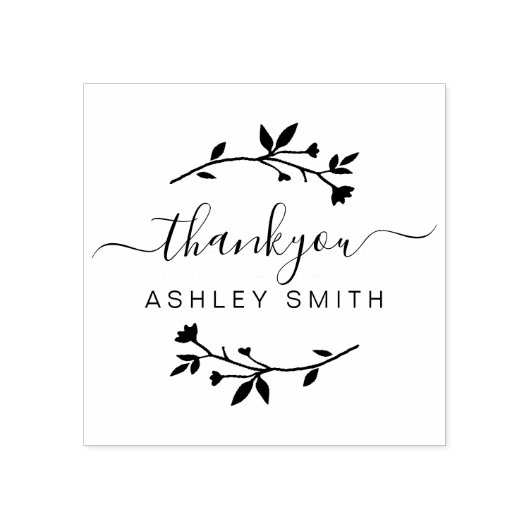 Tampons Encreurs Elégant Merci Floral en caoutchouc (Impression)