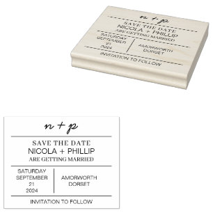 Tampons Encreurs Élégant Minimaliste Enregistrer La Date Timbres po