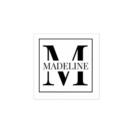 Tampons Encreurs Élégant Moderne Personnalisé Monogramme Blanc (Impression)