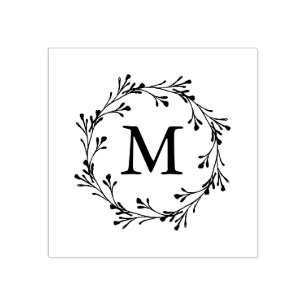 Tampons Encreurs Élégant monogramme de couronne florale