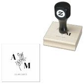 Tampons Encreurs Élégant, Monogramme, Fleur d'art linéaire, Mariage (Tamponné)