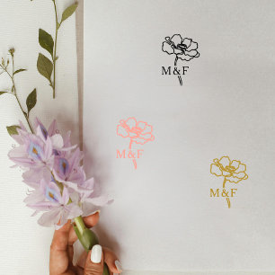 Tampons Encreurs Élégant Monogramme Fleur, Mariage