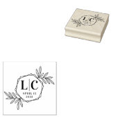 Tampons Encreurs Élégant monogramme hexagone bordure feuilles de ve (Tamponné)