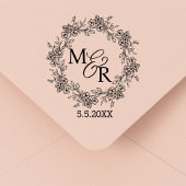 Tampons Encreurs élégant monogramme mariage botanique à fleurs élég