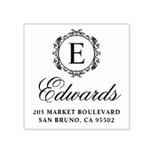 Tampons Encreurs Élégant Monogramme Script Nom de famille Adresse d (Impression)