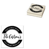 Tampons Encreurs Élégant Noir Blanc Moderne Calligraphie Adresse (Tamponné)