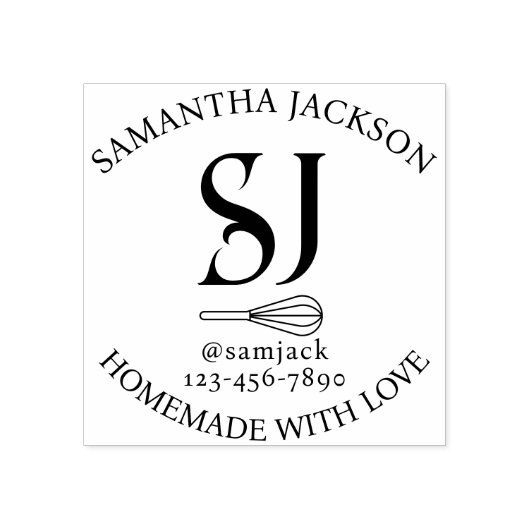 Tampons Encreurs Élégant Nom Monogramme Boulangerie Affaires (Impression)