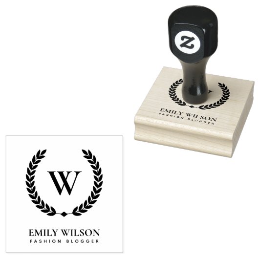 TAMPONS ENCREURS ÉLÉGANT OR FLORAL LAUREL WREATING MONOGRAM INITIAL (Tamponné)