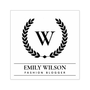 TAMPONS ENCREURS ÉLÉGANT OR FLORAL LAUREL WREATING MONOGRAM INITIAL