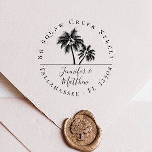 Tampons Encreurs Elegant Palm Tree Marié Couple Adresse de retour