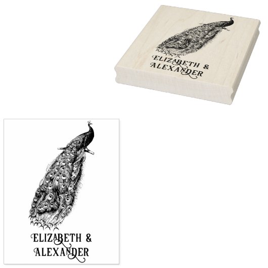 Tampons Encreurs Élégant Peacock sur un nom de couple de branche (Tamponné)