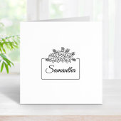 Tampons Encreurs Elégant Rose Fleurs Bouquet Cadre Nom personnalisé