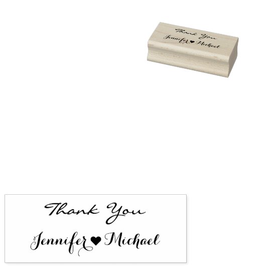 Tampons Encreurs Élégant Script Couple Nom Mariage de coeur Merci (Tamponné)