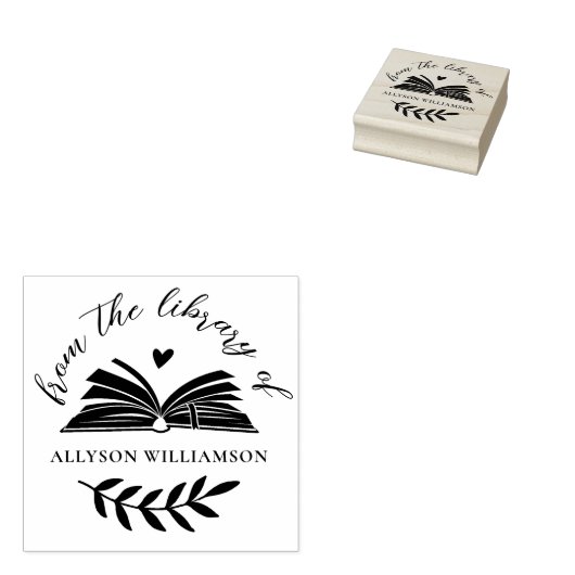 Tampons Encreurs Elegant Script Custom Botanical Library Book (Tamponné)