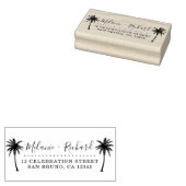 Tampons Encreurs Élégant Script & Palm Trees Mariage Adresse de ret (Tamponné)