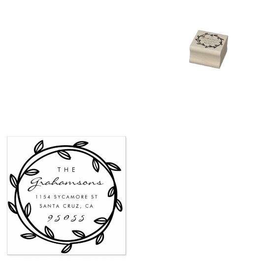 Tampons Encreurs Élégant Script & Wreath Tiré à la main Adresse de (Tamponné)