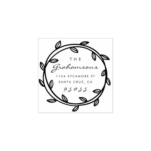 Tampons Encreurs Élégant Script & Wreath Tiré à la main Adresse de (Impression)