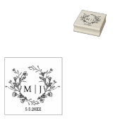 Tampons Encreurs élégant simple monogramme mariage botanique (Tamponné)