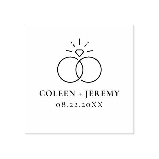 Tampons Encreurs Elegant Wedding Rings Custom Save The Date (Impression)