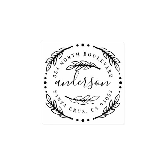 Tampons Encreurs Elegant Wreath Circulaire Nom Adresse de retour (Impression)