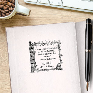 Tampons Encreurs Élégante bibliothèque de devis Shakespeare Ex Libr
